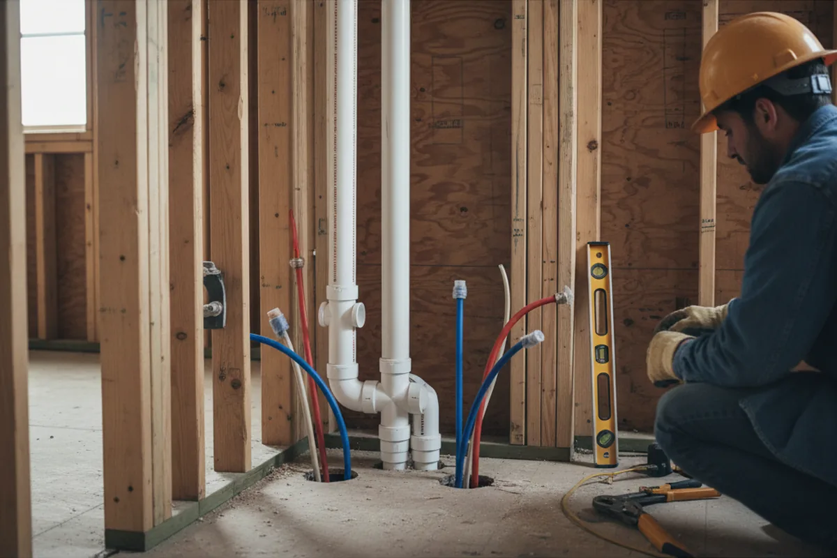 Drain and supply rough-in during Leak Detection in Donora